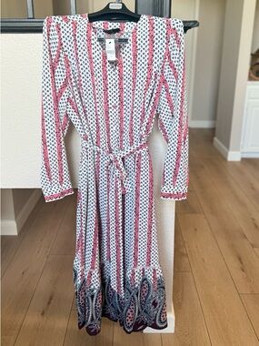 Lane Bryant Blue and Coral Printed Blouse